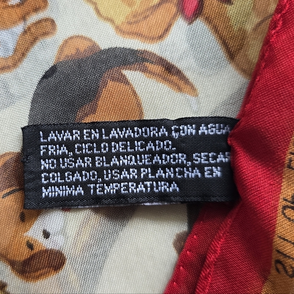 Dog Patterned Scarf with Red Border - Picture 6 of 7